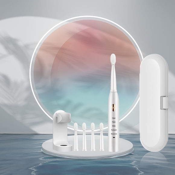 Aursykel Electric Toothbrush with 4 Replacement Heads 5 Cleaning Modes Fast USB Charging IPX7 Waterproof Longer Life Quiet Operation 45000 VPM for Deep Clean and Stain Removal