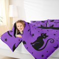 thumbnail image 3 of Manfei Spooky Animal Black Cat Twin Comforter Sets 2pcs, Halloween Flying Bat Bedding Set, Purple Black Yellow,Black Reversible,1 Comforter and 1 Pillowcase, 3 of 6