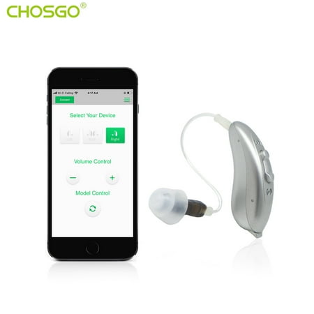 CHOSGO V03B Bluetooth Hearing Aids For Adults with Mobile App Control & Noise Cancellation, RIC OTC Hearing Aids For Seniors with Smartphone Compatible, Dual Mic with Protection Box(Right)