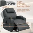 thumbnail image 3 of Lnsenfin Manual Swivel Rocker Recliner Chair with Massage Faux Leather for Living Room,Grey, 3 of 7