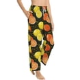 thumbnail image 2 of Uemuo Orange Lemon Pattern Women's Wide Leg Palazzo Lounge Pants with Pockets Light Weight Loose Comfy Casual Pajama Pants-Small, 2 of 9