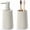 Striped Beige, variant on Bathroom Accessories Plastic Soap Dispenser and Toothbrush Holder for Modern Bathroom Decor