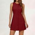 thumbnail image 3 of HAPIMO Women's Dress Crew Neck Sleeveless Short Length Fashionable Casual Wear Modern Classic Wine S, 3 of 8