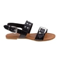 thumbnail image 2 of Petalia Girls Kids Open Toe Sandals with Buckle And Shiny Studded Straps, Black, 2, 2 of 5