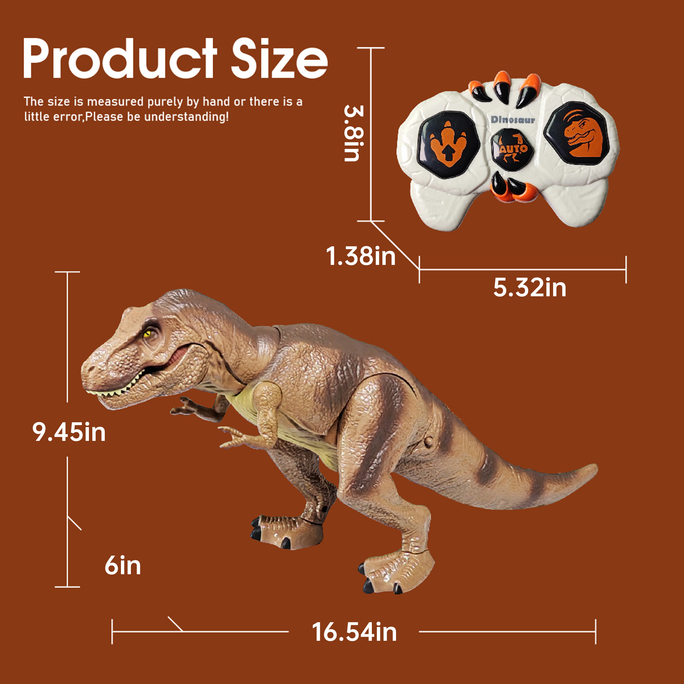 KOPPOP IR Remote Control T-Rex Dinosaur, Easy-Use Electric Walking Dinosaur Toy for Kids Boys Girls Ages 3 and up