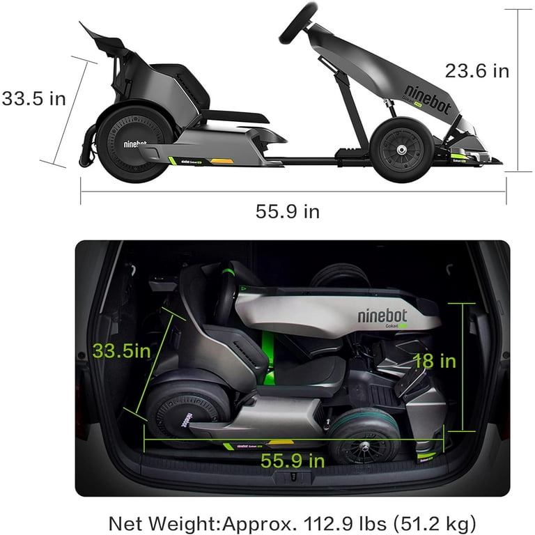 Segway Ninebot Electric GoKart Pro, 23 Miles Range, 15.5MPH, W. Capacity  220lbs, Outdoor Race Pedal Go Karting Car for Kids & Adults, Black