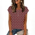 thumbnail image 2 of ZUKMRJPC Womens Summer Tops Short Sleeve Crewneck Polka Dot Button Down Pullover Tees Casual Loose Fit Basic Tunic Shirts, 2 of 7