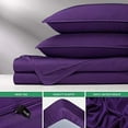 thumbnail image 6 of Queen Sheets by , Genuine 100% Organic Viscose Derived from Bamboo Bed Sheet Set, Luxuriously Soft & Cooling, Double Stitching, Lifetime Quality Promise (Queen, Purple), 6 of 9