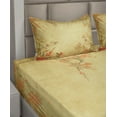 thumbnail image 6 of Ambesonne Asian Themed Fitted & Top Sheet Set with Shams, Forest Branch Blooms, Vermilion and Mustard, 6 of 8
