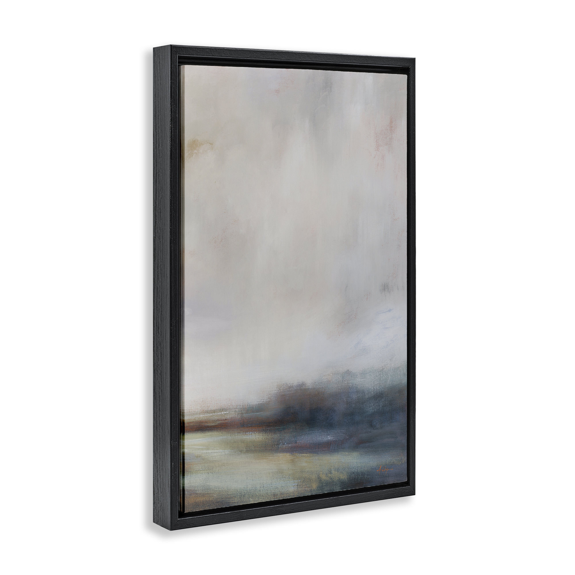 Stupell Industries Misty Grey Landscape Landscape & Nature Painting Black Floater Framed Canvas Art Print Wall Art, 21 x 31