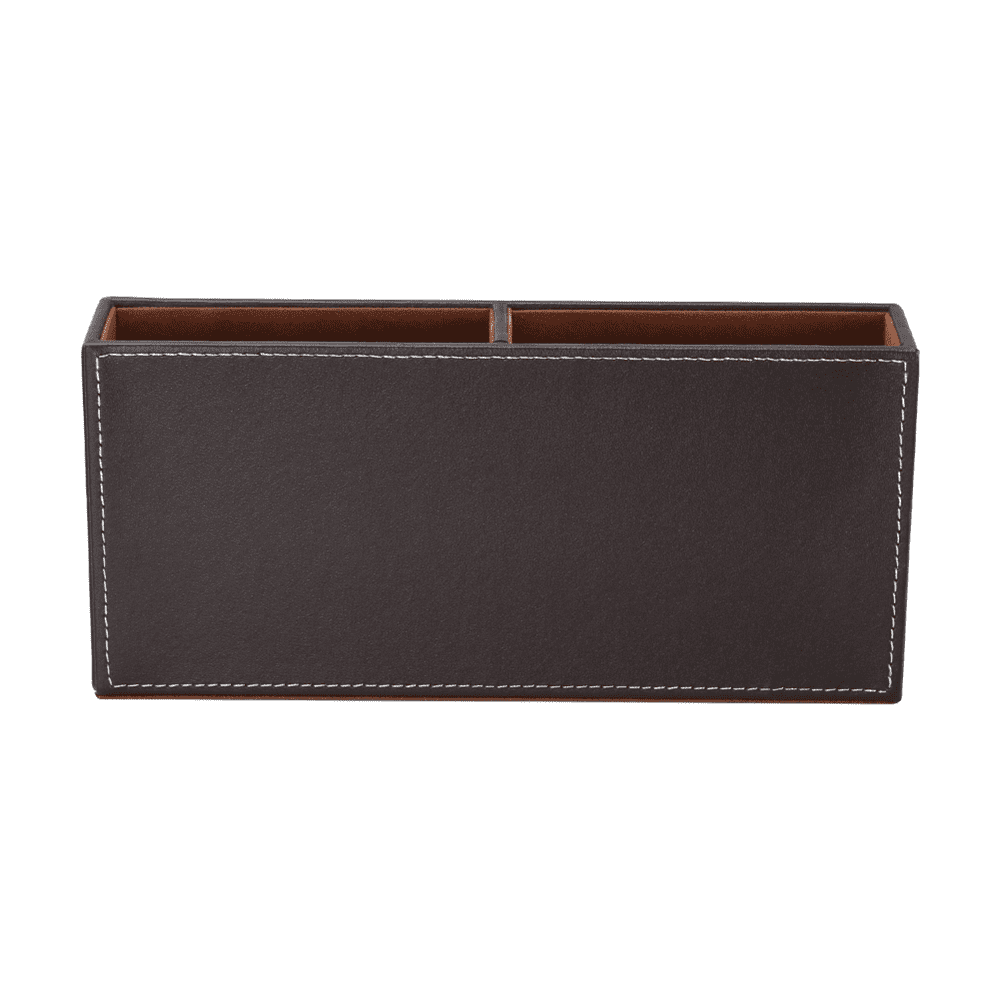 KINGFOM Desktop Organizer, Multi-Function Desk Organizer Office Supplies Storage Box Pen Holder Pen Organizer Business Card Holder Remote Holder Brown