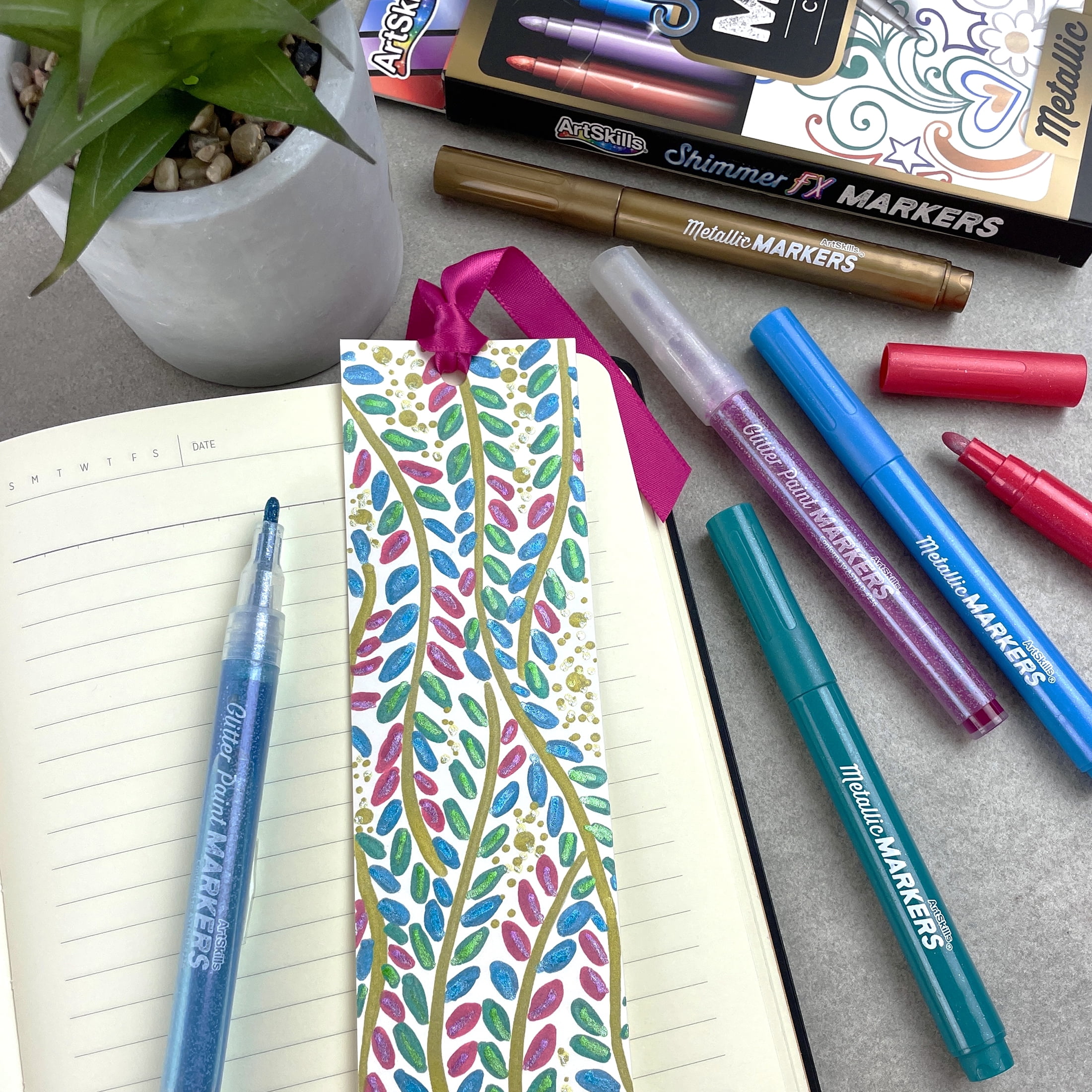 ArtSkills Metallic & Glitter Art Markers for Kids, 12 Pieces