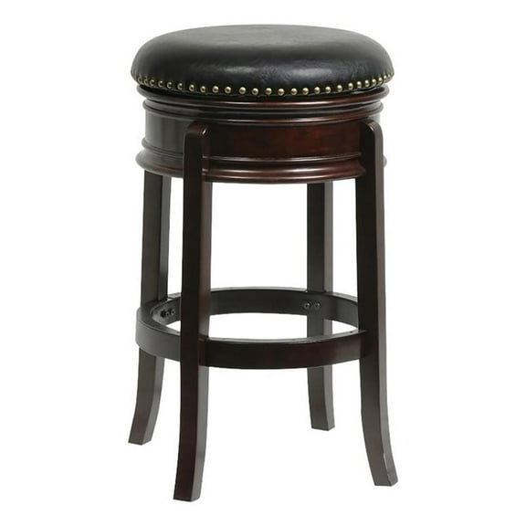 Bowery Hill 30" Contemporary Wood Swivel Bar Stool in Black/Cappuccino