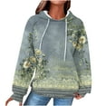 thumbnail image 2 of Uootdi Hoodies for Women Waffle Print Color Block Casual Long Sleeve Hoodies Loose Gift Sports Pullover Tops Fashion Fall Sweats hirts with, 2 of 5
