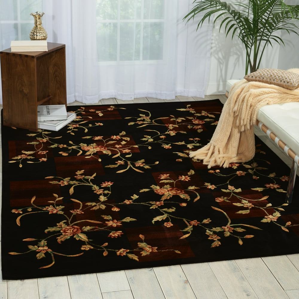 Nourison Chambord Black Floral Rug 7'6 x 9'6