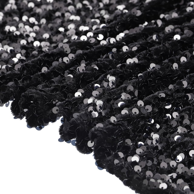 Lentejuelas Tela Negro, 5 Yardas Longitud 3.9 Pies Ancho Terciopelo Tela, Malla Tela Completo Brillo Lentejuelas Tela Costura para Artesanía Ropa Decoración
