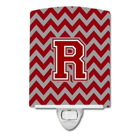 

Caroline s Treasures CJ1049-RCNL Letter R Chevron Maroon and White Ceramic Night Light 6x4x3 multicolor