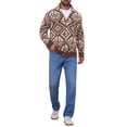 thumbnail image 2 of Suéter cárdigan de punto con cuello de chal y botones para hombres, de manga larga, talla XL, color marrón, 2 of 6