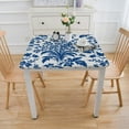 thumbnail image 3 of HAOXIT Block Print Square Table Cloth| Square Square Table Cover Thanksgiving Kitchen Dining |Patio Table Cover for Wedding Parties|Blue 44''x44'', 3 of 7
