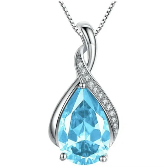Fashion Party 925 Silver Necklace Pendant Pear Cut Cubic Zircon Women Jewelry