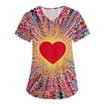 thumbnail image 2 of Valentine's Day Womens Scrub Top Cute Love Heart Printed V-Neck Short Sleeve Scrub Top Valentine's Day Scrub Tops Working Uniforms with Pockets, 2 of 4