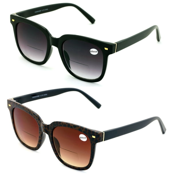 2 Pairs Women Oversized BIFOCAl Sunglasses Reader Outdoor Reading 100