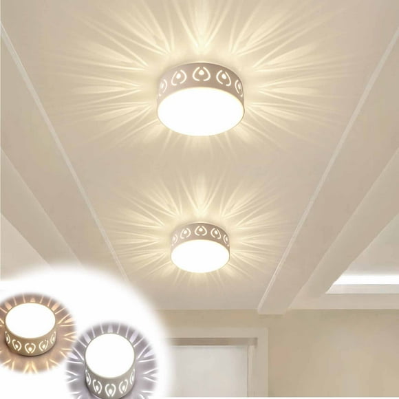 Jiaeri Warm Yellow Crystal Ceiling Light,Modern Metal Wrought Iron Flush Mount Ceiling Lamp,Bedroom Hallway Entryway Porch Fixture,Dimmable LED Round Light for Living Room Bathroom Corridor