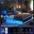 thumbnail image 4 of Homieasy Queen Size Bed Frame with Upholstered Headboard, Platform Bed with Charging Station and RGB LED Lights, Heavy Duty Metal Slats, Noise Free, No Box Spring Needed, Black, 4 of 8