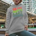 thumbnail image 2 of On My Mom's Last Nerve, Son or Daughter Themed, Groovy Retro Wavy Text Merch Gift, Heather Grey Hooded Sweatshirt or Hoodie, Medium, 2 of 5