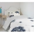 thumbnail image 4 of Ambesonne Dandelion Quilted Bedspread Set 2 Pcs, Flying Flower Elements, Twin Size, Indigo and White, 4 of 6