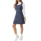 thumbnail image 4 of Vestido de Tweed INSPIRE CHIC sin mangas con escote cuadrado y botones, vestido tipo pinafore A-Line para mujer, talla XL, azul marino, 4 of 6