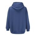 thumbnail image 5 of Dyfzdhu Zip up Hoodie for Women Fall Oversized Sweatshirt With Pocket Casual Drawstring Solid Color Long Sleeve Jacket Navy Blue, 5 of 5