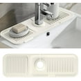 thumbnail image 1 of Kitchen Sink Splash Guard 17.7 x 5.5 Inch, Toovem Faucet Handle Drip Catcher Tray, Longer Silicone Sink Faucet Mat, Dish Soap Sponge Holder for Bathroom, Farmhouse, Rv, Easy to Clean & Install Beige, 1 of 8