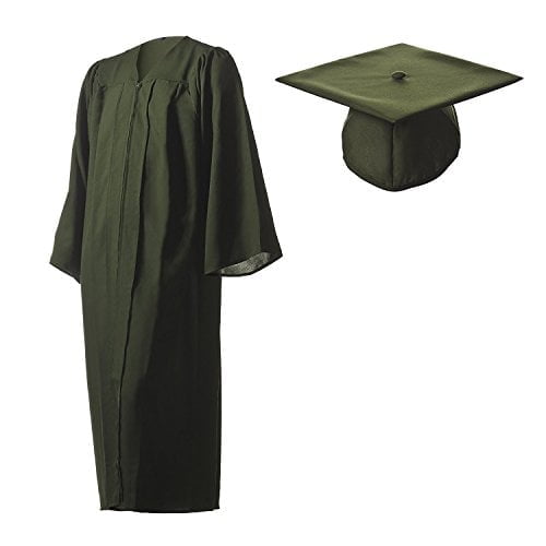 Academic Graduation Cap and Gown Matte Forest Green Size 27 (3'3"-3'5")