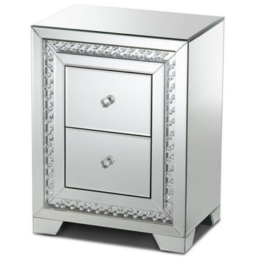 Bowery Hill 2 Drawer Mirrored Nightstand