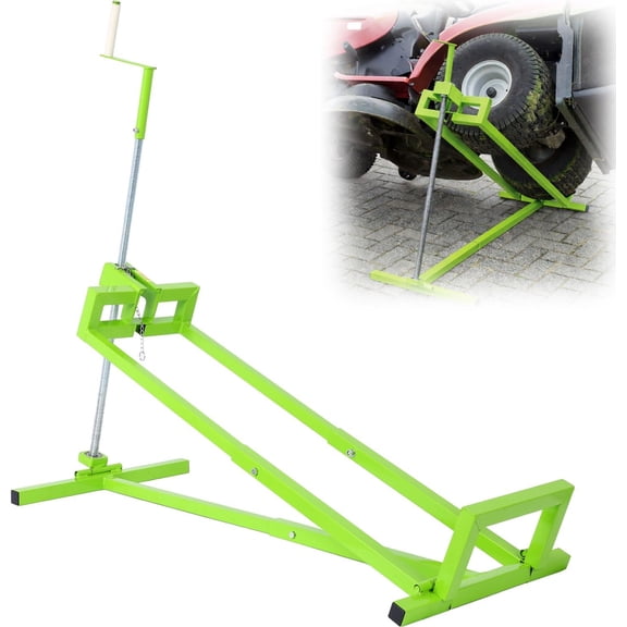 Lawn Mower Lift Jack 880 lbs, Folding Riding Mower Lift with Adjustable Height & 45 °   Tilt, Heavy Duty Lawn Tractor Lift for Zero Turn & Garden Tractors, Manual Handle