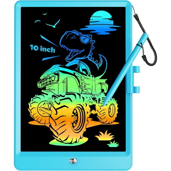 Dakings 10 Inch LCD Writing Tablet with Anti-Lost Stylus, Erasable Doodle Board Colorful Toddler Drawing Pad, Car Travel School Games Toys for 3 4 5 6 7 8 Kids, Birthday Gift for Girls Boys Adults