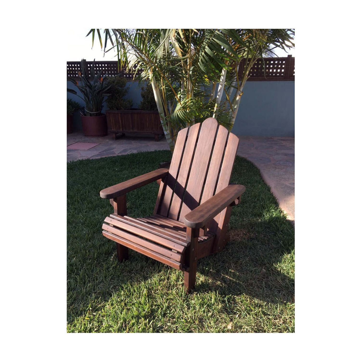 Best Redwood 36" Solid Wood Adirondack Chair in Natural Heart Stain