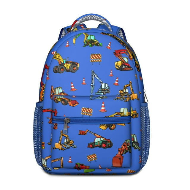Tractor Print Waterproof Backpack - Ergonomic Student Bookbag with Breathable Mesh Straps, Organized Storage for Daily Use