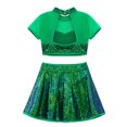 thumbnail image 3 of Hansber Robe de Danse Jazz Lyrique à Sequins pour Filles 2 Pcs Crop Top à Dos Ouvert avec Jupe Vert 6, 3 of 7