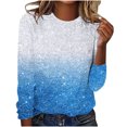 thumbnail image 2 of Frostluinai Long Sleeve Shirts for Women Casual Round Neck T Shirts Fashion Sparkly Gradient Print Pullover Tops Casual Loose Blouses, 2 of 4