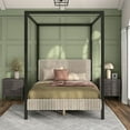 thumbnail image 2 of Furniture of America Elra Adult Queen Wood Mattress Ready Bed with Canopy Frame, Light Brown, 2 of 5