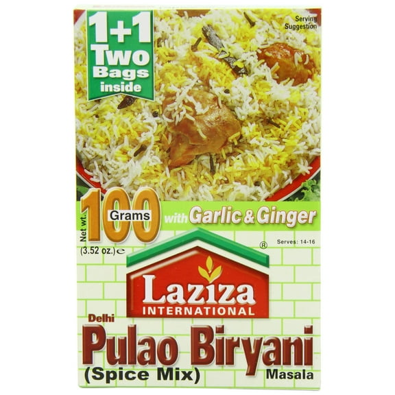 Laziza Pulao Biryani Masala, YYF14 100-Gram Boxes (Pack of 6)