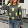 thumbnail image 2 of Sweater for Women Lemon Fruit Print Knitted Long Sleeve Crew Neck Casual Fall Winter Clothes, 2 of 2