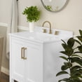 thumbnail image 3 of BizChair 30 Inch Bathroom Vanity with Sink Combo, Storage Cabinet with Soft Close Doors and Open Shelf, Carrara Marble Finish Countertop, White/Gold, 3 of 12