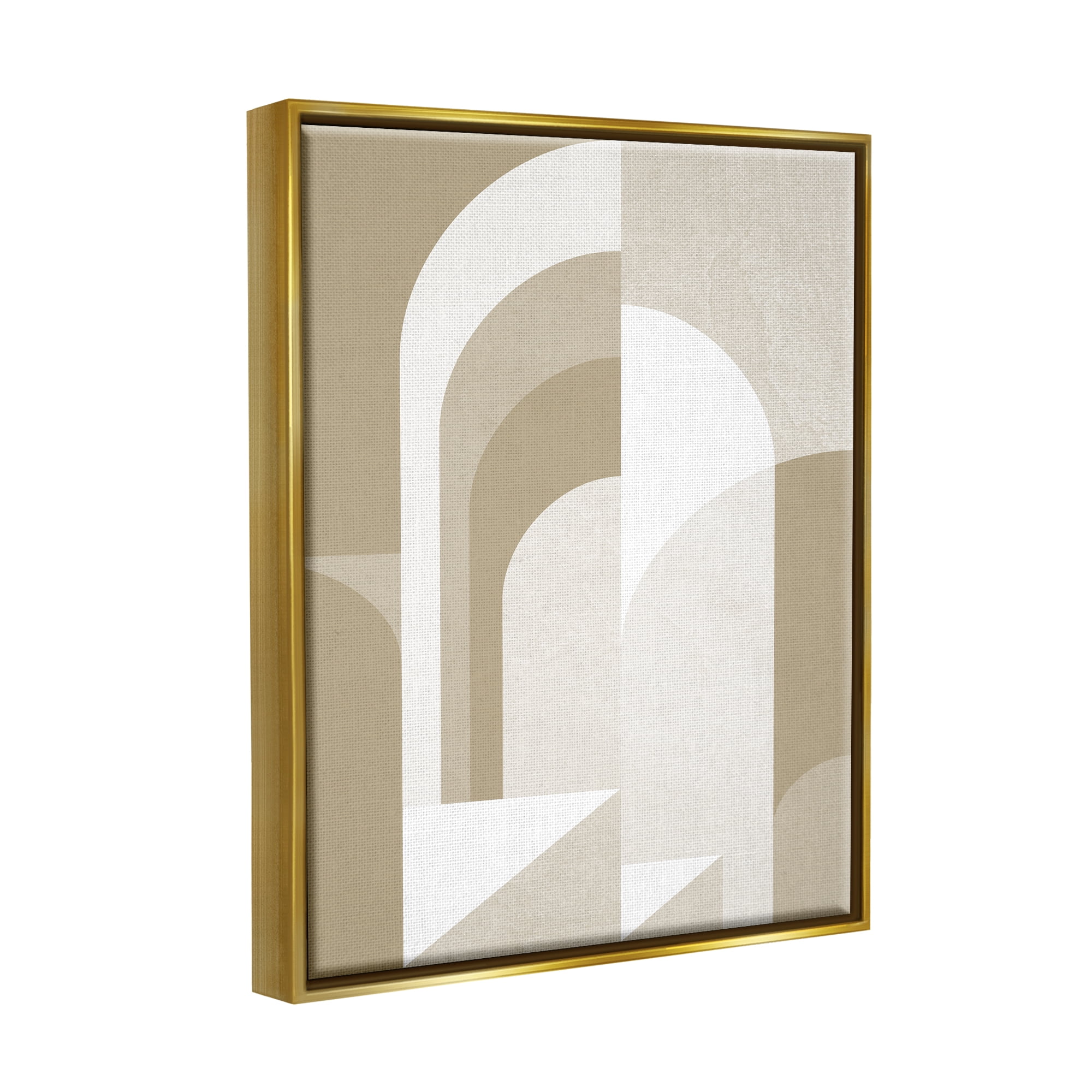 Stupell Industries Beige Abstract Arches Abstract Painting Gold Floater Framed Canvas Art Print Wall Art, 17 x 21