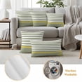 thumbnail image 6 of Anchor Sage Green Outdoor Waterproof Pillow Covers, Yellow Nautical White Geometric Stripe Decorative Square Throw Pillowcase Sofa Cushion Sham for Patio/Couch/Chair, 16"x16" 2 Pack, 6 of 8