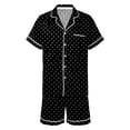 thumbnail image 6 of SONXAHE Couples 2‑Piece Satin Polka Dot Pajama Set Short Sleeve Button Top Matching Shorts Sleepwear, 6 of 9