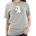 thumbnail image 3 of Oversized Trick or Teating Ghost Design Unisex Ring Spun Combed Cotton Short Sleeve Deluxe Jersey T-Shirt - Heather Grey XL, 3 of 4