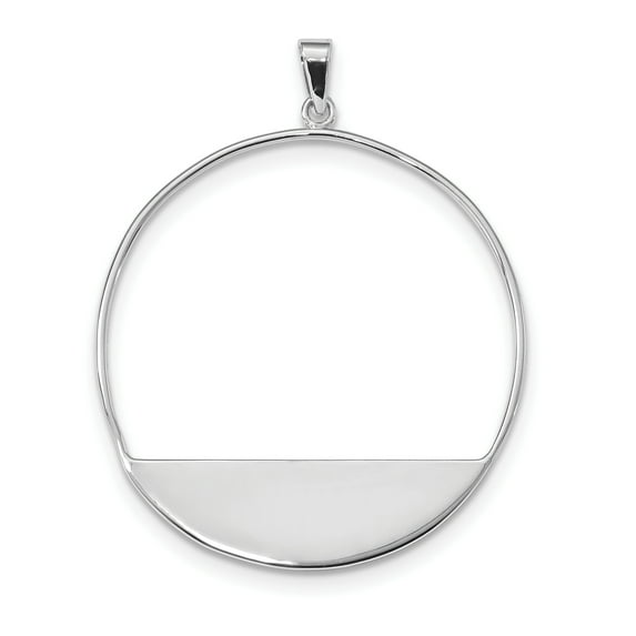Beautiful Sterling Silver Rhodium-plated Polished Round Pendant